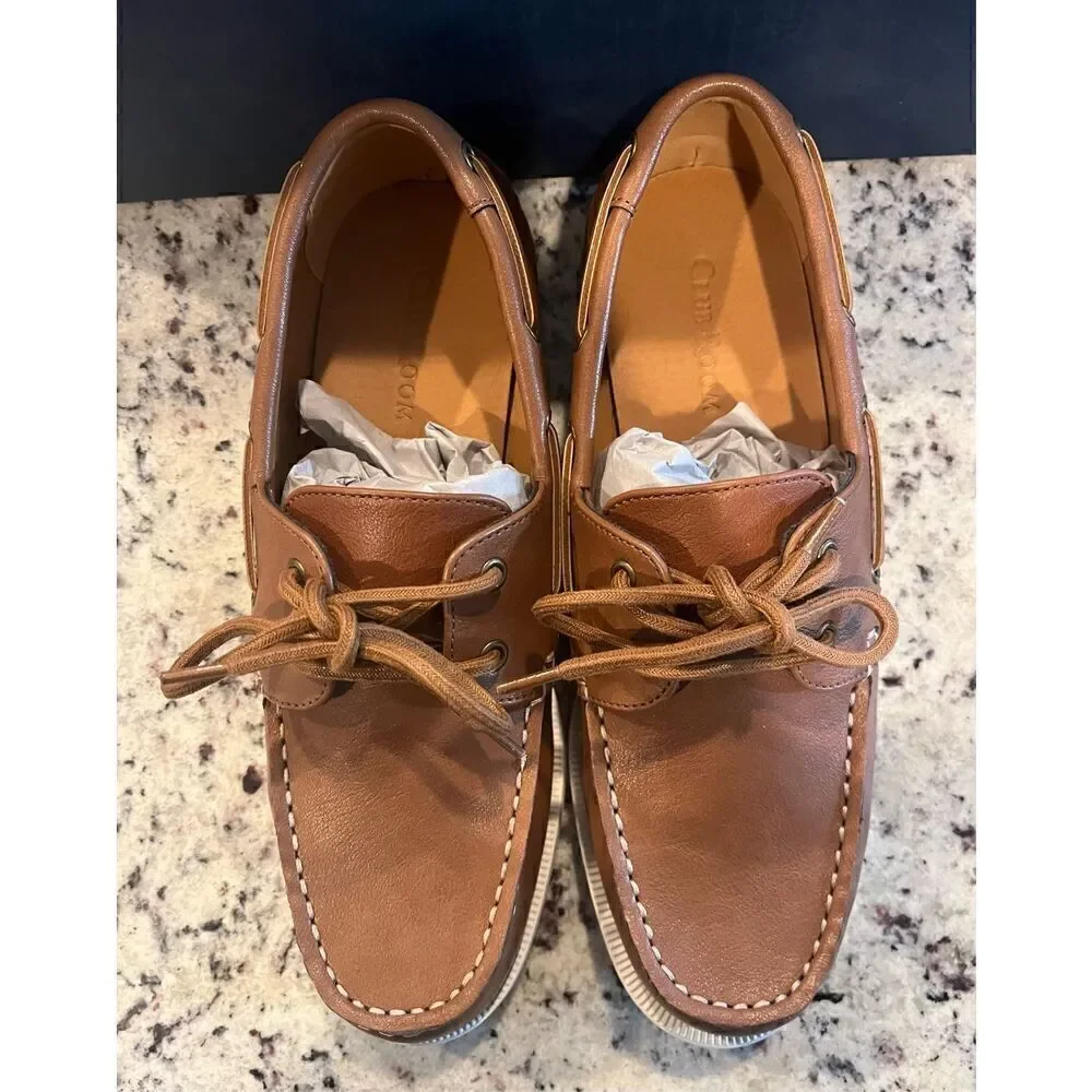 Clubroom Mens Brown Comfort Elliot Round Toe Lace-Up Boat Shoes